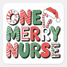 One Merry Nurse Kerstmis Vierkante Sticker