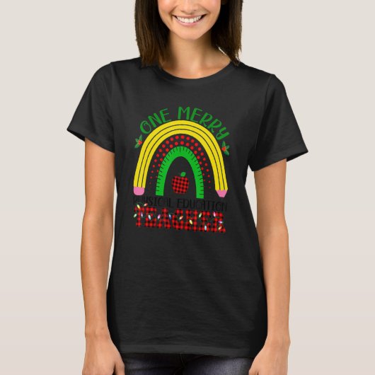 One Merry Physical Education Teacher Rainbow Leopa T-shirt (Voorkant)