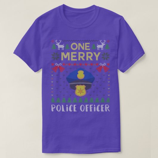 One Merry Police Officer Policeman Ugly Christmas  T-shirt (Design voorkant)