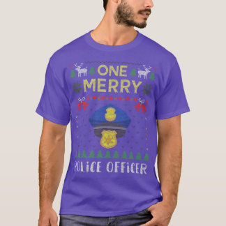 One Merry Police Officer Policeman Ugly Christmas  T-shirt