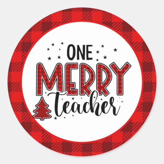 One Merry Teacher Kerstmis Sublimation Ronde Sticker (Voorkant)