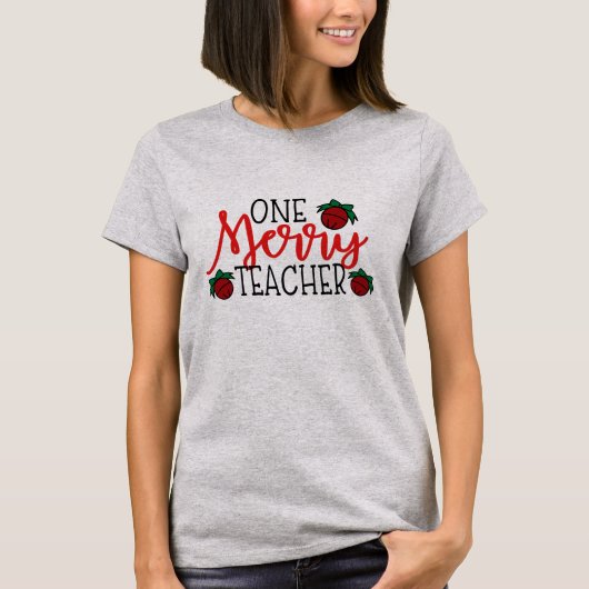 One Merry Teacher Kerstmis T-shirt (Voorkant)