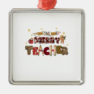 One Merry Teacher Metalen Ornament