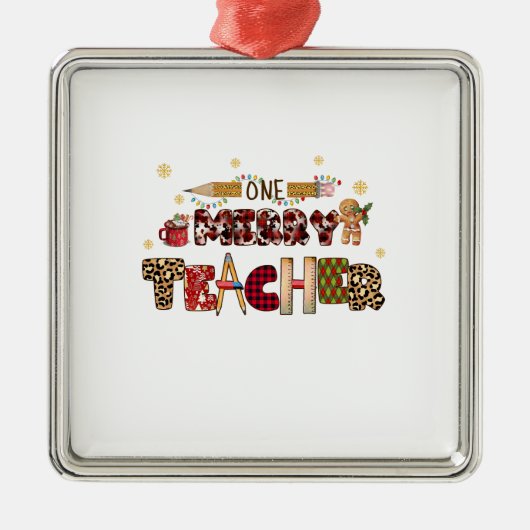 One Merry Teacher Metalen Ornament (Voorkant)