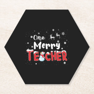 One Merry Teacher Snowman die Kerstmis leert Kartonnen Onderzetters