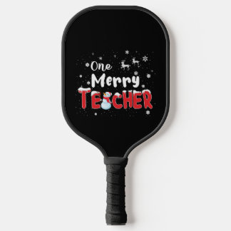 One Merry Teacher Snowman die Kerstmis leert Pickleball Paddle