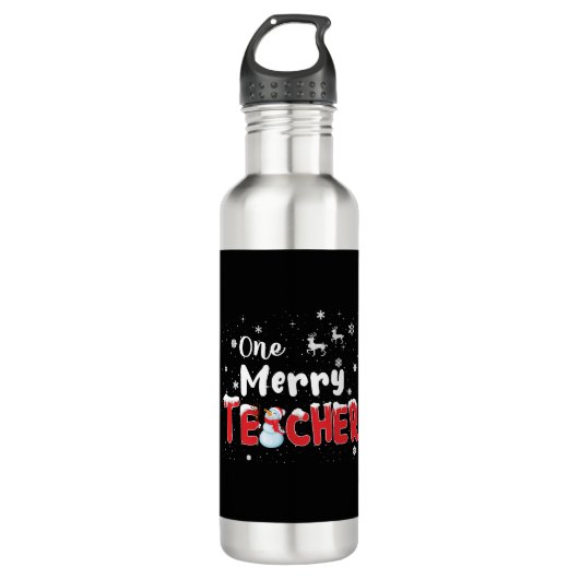One Merry Teacher Snowman die Kerstmis leert Waterfles (Voorkant)
