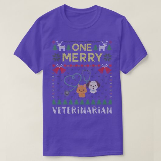 One Merry Veterinarian Pet Doctor Ugly Kerstmis S T-shirt (Design voorkant)