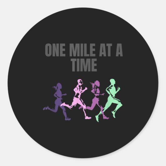 One Mile At A Time Motivation Ronde Sticker (Voorkant)