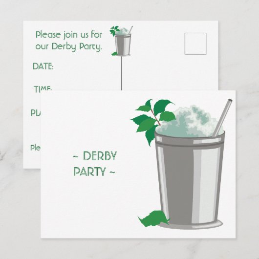 ONE MINT JULEP DERBY PARTY UITNODIGING (Voorkant / Achterkant)