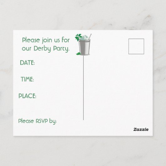 ONE MINT JULEP DERBY PARTY UITNODIGING (Achterkant)