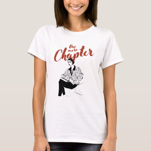 One More Chapter Red Script l Book Lovers & Reader T-shirt (Voorkant)