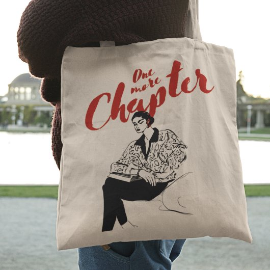 One More Chapter Red Script l Book Lovers & Reader Tote Bag