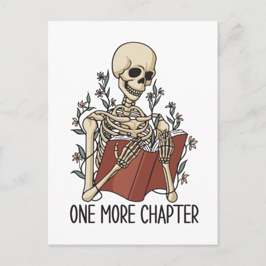 "One More Chapter" Skeleton Leesboek Briefkaart (Voorkant)