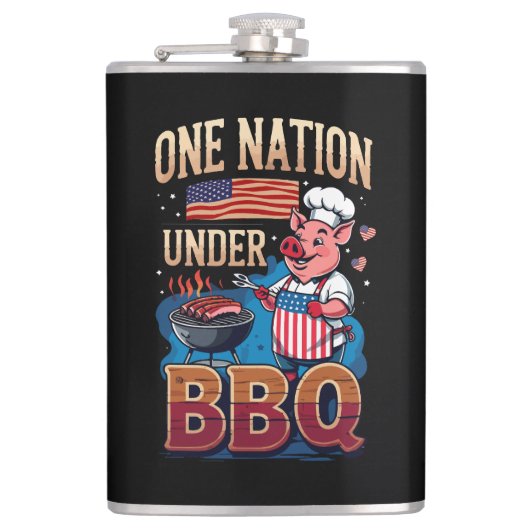 One Nation Under BBQ – Vintage Chef Grillmaster Heupfles (Voorkant)