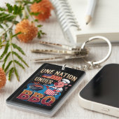 One Nation Under BBQ – Vintage Chef Grillmaster Sleutelhanger (Voorkant Rechts)
