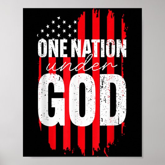 One Nation Under God American Flag Christian Jesus Poster (Voorkant)