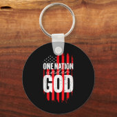 One Nation Under God American Flag Christian Jesus Sleutelhanger (Voorkant)