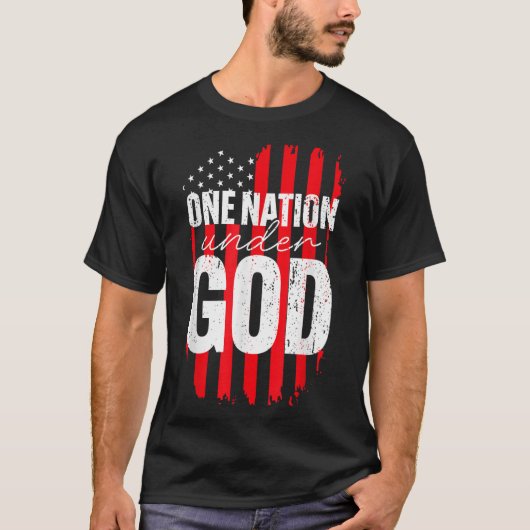 One Nation Under God American Flag Christian Jesus T-shirt (Voorkant)