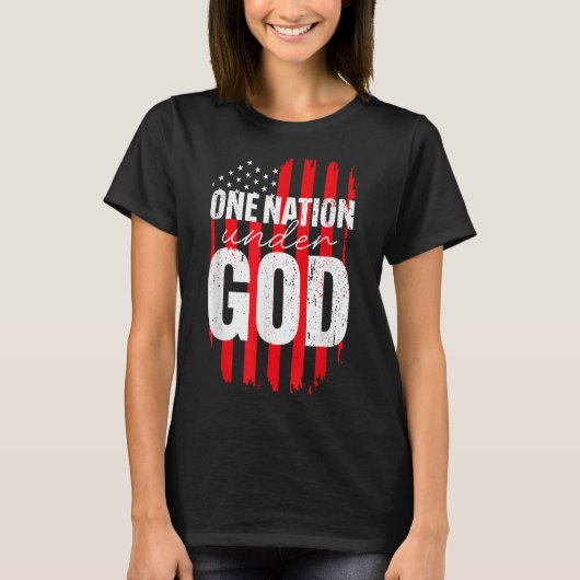 One Nation Under God American Flag Christian Jesus T-shirt (Voorkant)