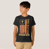 One Nation Under God Jesus Christian Cross America T-shirt (Voorkant volledig)