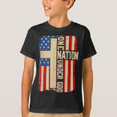 One Nation Under God Patriotic Christian Faith Ame T-shirt (Voorkant)
