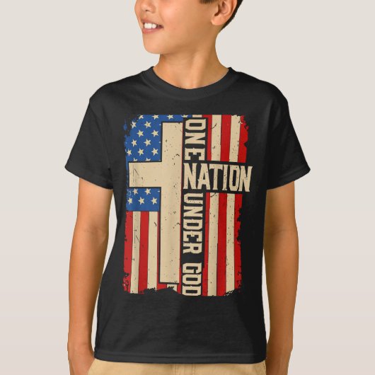 One Nation Under God Patriotic Christian Faith Ame T-shirt (Voorkant)