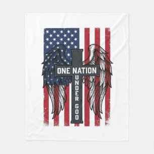 One Nation Under God Patriottisch Kruis Wings Shir Fleece Deken