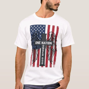 One Nation Under God Patriottisch Kruis Wings Shir T-shirt