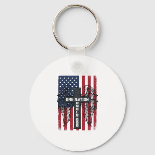 One Nation Under God Patriottisch Kruis Wings T-sh Sleutelhanger