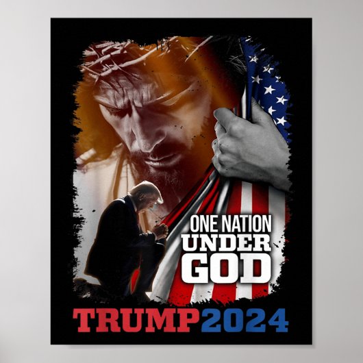 One Nation Under God President Trump 2024 Nederlan Poster (Voorkant)
