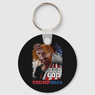 One Nation Under God President Trump 2024 Nederlan Sleutelhanger