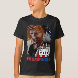 One Nation Under God President Trump 2024 Nederlan T-shirt
