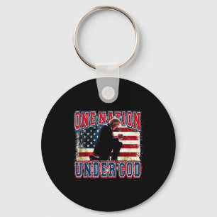 One Nation Under God Trump Bid Gebed Jezus Amerika Sleutelhanger