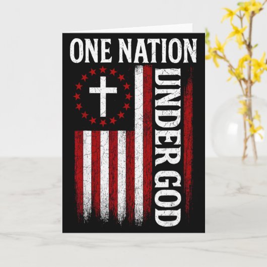 One Nation Under God Vlag 4 juli Patriottisch Ch Kaart (Gele Bloem)