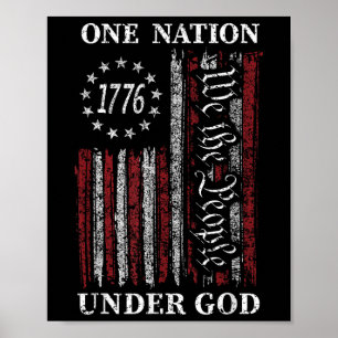 One Nation Under God Vlag 4 juli Patriottisch Ch Poster
