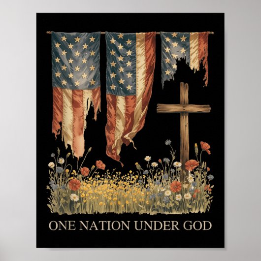 One Nation Under God Vlag 4 juli Patriottisch Ch Poster (Voorkant)
