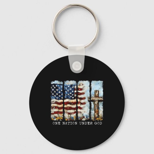 One Nation Under God Vlag 4 juli Patriottisch Ch Sleutelhanger (Voorkant)