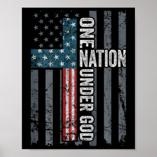 One Nation Under God - Vs Kruis Vlag Christelijk - Poster