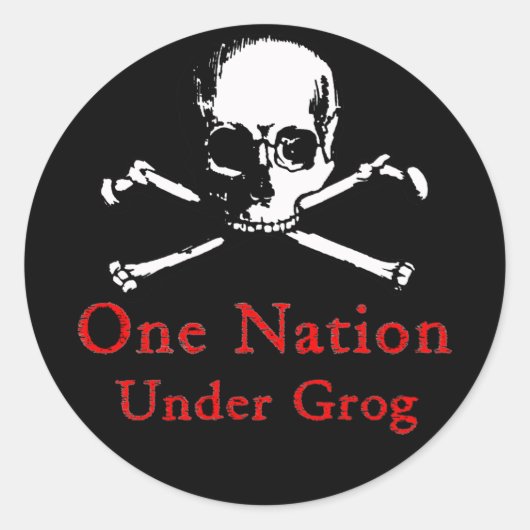 One Nation Under Grog stickers (witte schedel) (Voorkant)