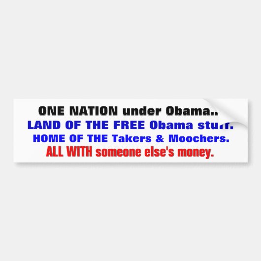 ONE NATION under ObamaHOME of the FREE Obama Stuff Bumpersticker (Voorkant)