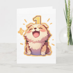 One Number Anime Hond Feestdagen Kaart