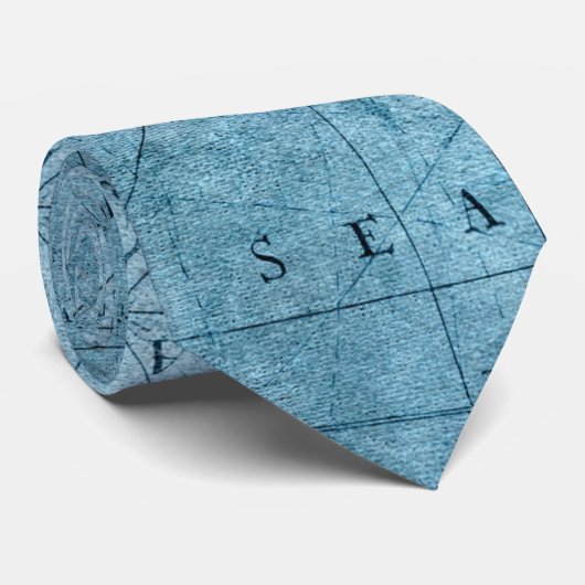 One-of-a-Kind Blue Map Necktie Stropdas (Opgerold)