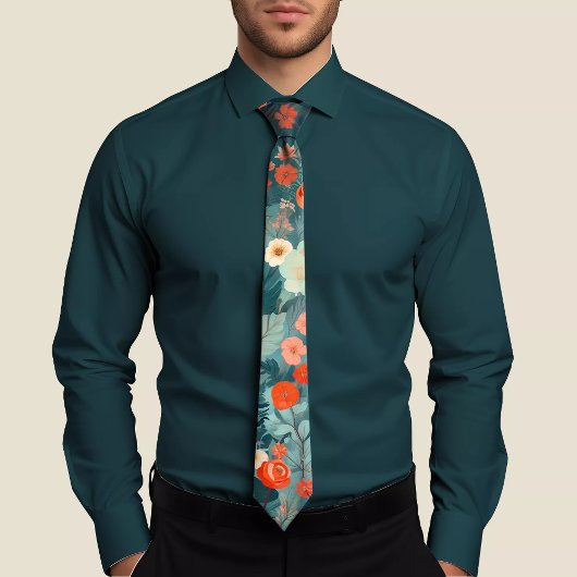 One-of-a-Kind Handbeschilderd Bloemen Stropdas