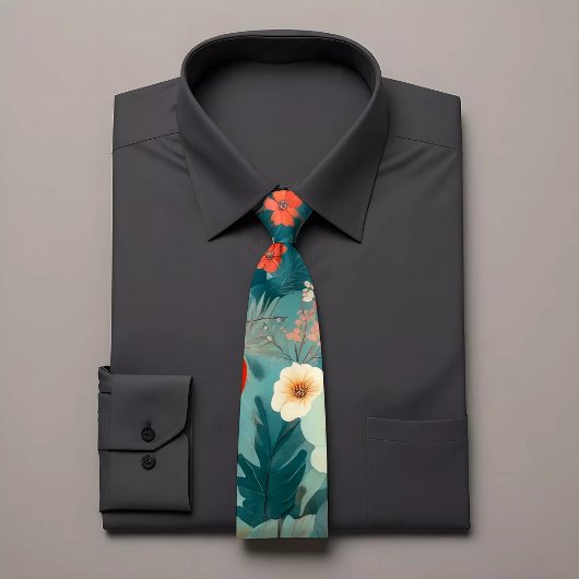 One-of-a-Kind Handbeschilderd Bloemen Stropdas