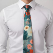 One-of-a-Kind Handbeschilderd Bloemen Stropdas