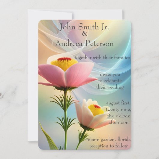 One-of-a-Kind Kleurrijke Bloemen Bruiloft Eleganti Kaart (Voorkant)