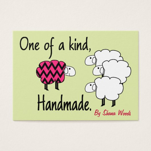 One Of A Kind Roze en Zwart Schaap Hang Label Visitekaartje (Voorkant)