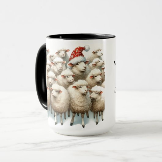 One of a Kind Schaap Kerst Koffie Mok Cup (Voorkant links)