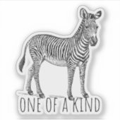 One Of A Kind Unique Zebra Sticker (Voorkant)